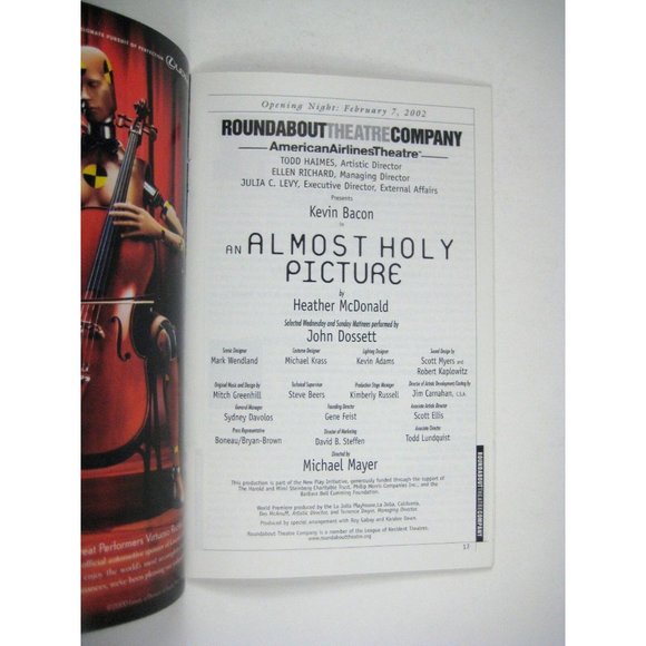 Almost Holy Picture Stagebill 2002 Opening Night Kevin Bacon John Dossett - Picture 4 of 10